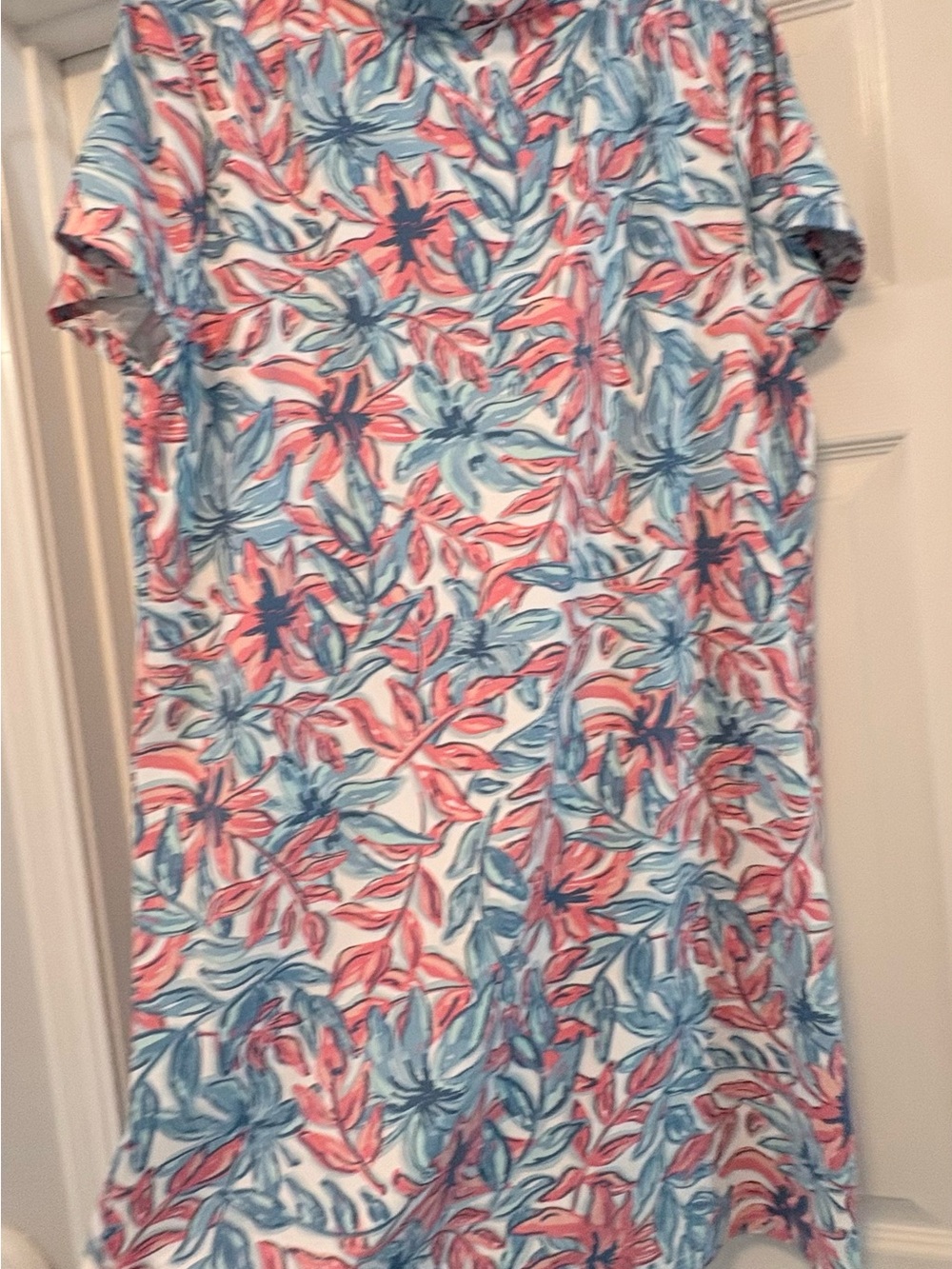 Southern Tide Coral, Light Blue & Navy Floral Midi Dress